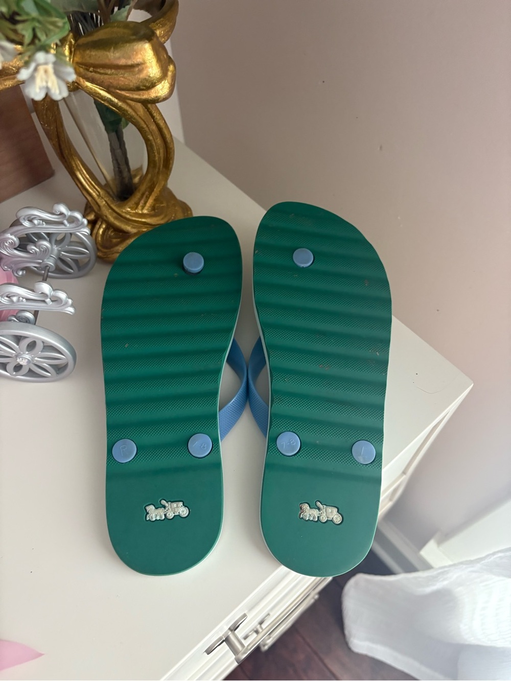 Coach Floral Flip Flops with Coach Logo